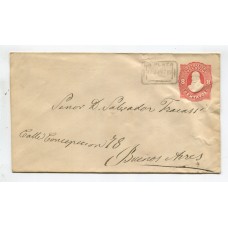 ARGENTINA ENTERO POSTAL GJ SOB-4 SOBRE POSTAL CON MATASELLO LA PLATA Y VARIAS MARCAS AL DORSO U$ 30